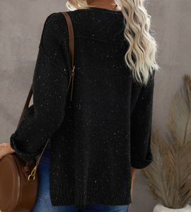 Pre-Order Buttoned Drop Shoulder Knitted Sweater