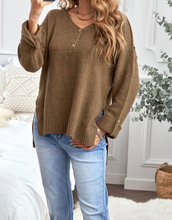 Load image into Gallery viewer, Pre-Order Buttoned Drop Shoulder Knitted Sweater