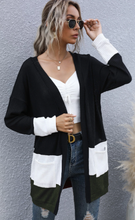 Load image into Gallery viewer, Pre-Order Front Open Pockets Color Block Cardigan