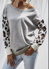 Load image into Gallery viewer, Pre-Order Leopard Sleeve Knit Sweatshirt