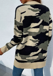 Pre-Order Front Open Camouflage Knitted Cardigan