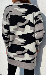 Pre-Order Front Open Camouflage Knitted Cardigan