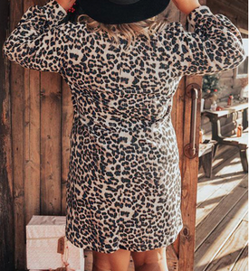 Pre-Order Plus Size Turtleneck Leopard Dress