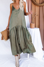 Load image into Gallery viewer, Pre-Order Spaghetti Strap Ruffled Satin Maxi Dress