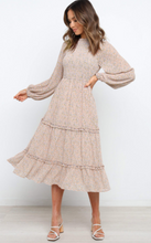 Load image into Gallery viewer, Pre-Order Ruffled Neck Lantern Sleeve Tiered Floral Dress