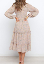 Load image into Gallery viewer, Pre-Order Ruffled Neck Lantern Sleeve Tiered Floral Dress