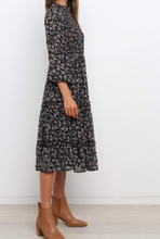 Load image into Gallery viewer, Pre-Order Ruffled Neck Lantern Sleeve Tiered Floral Dress