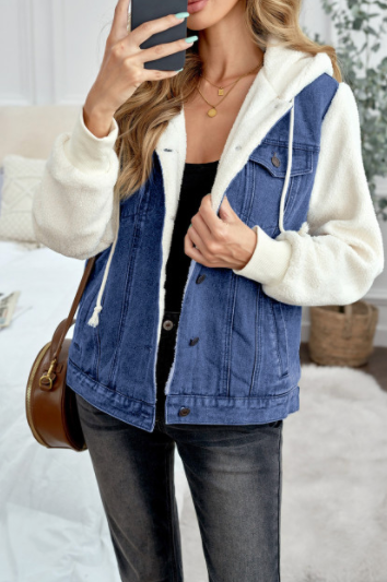 Pre-Order Sherpa Denim Splicing Buttoned Jacket