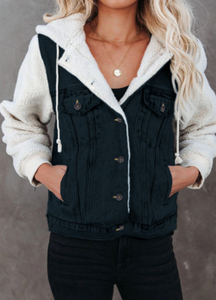 Pre-Order Sherpa Denim Splicing Buttoned Jacket