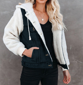 Pre-Order Sherpa Denim Splicing Buttoned Jacket