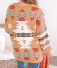 Load image into Gallery viewer, Aztec Print Long Sleeve Tunic Knitted Sweater