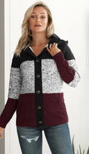 Load image into Gallery viewer, Pre-Order Color Blocked Hooded Button Cable Knit Cardigans