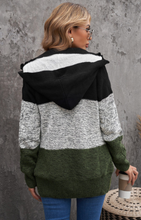 Load image into Gallery viewer, Pre-Order Color Blocked Hooded Button Cable Knit Cardigans