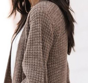 Pre-Order Open Front Waffle Knit Texture Long Cardigan