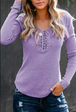 Load image into Gallery viewer, Pre-Order Pink Lace Patchwork Ribbed Long Sleeve Top