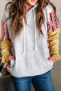 Aztec Patch Pullover Hoodie