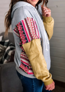 Aztec Patch Pullover Hoodie