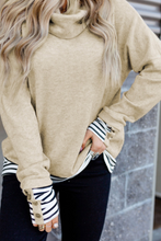 Load image into Gallery viewer, Stripe Patch Button High Neck Sweatshirt