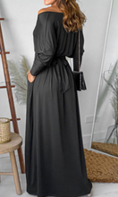 Load image into Gallery viewer, Pre-Order Black V Neck Batwing Sleeve Maxi Dress