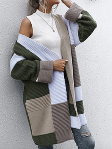 Pre-Order Gray & Green Color Block Cardigan