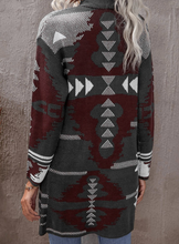 Load image into Gallery viewer, Collar Geometric Print Knit Cardigan