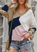 Load image into Gallery viewer, Pre-Order Color Block V-Neck Sweater