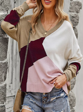 Load image into Gallery viewer, Pre-Order Color Block V-Neck Sweater