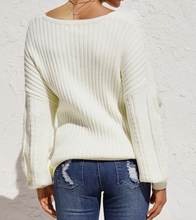 Load image into Gallery viewer, Pre-Order Wrap V Neck Lantern Sleeve Textured Sweater