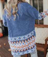 Load image into Gallery viewer, Pre-Order Aztec Print Open Front Knitted Cardigan