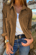 Load image into Gallery viewer, Pre-Order Rivet Corduroy Buttoned Long Sleeve Shirt with Pockets