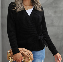 Load image into Gallery viewer, Pre-Order Wrap V Neck Sweater with Side Tie