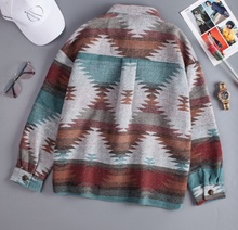 Load image into Gallery viewer, Pre-Order Aztec Print Lapel Long Sleeve Button Shirt Jacket