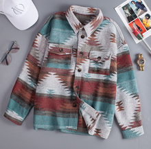 Load image into Gallery viewer, Pre-Order Aztec Print Lapel Long Sleeve Button Shirt Jacket