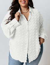 Load image into Gallery viewer, Pre-Order Plus Sizes Swiss Dot Button Top