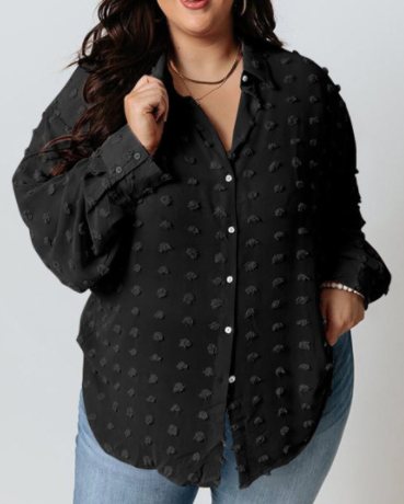 Pre-Order Plus Sizes Swiss Dot Button Top