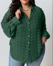 Load image into Gallery viewer, Pre-Order Plus Sizes Swiss Dot Button Top