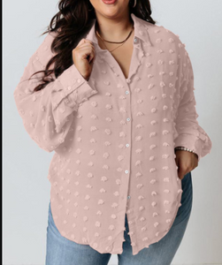 Pre-Order Plus Sizes Swiss Dot Button Top