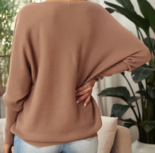 Load image into Gallery viewer, Slouchy One Shoulder Dolman Sleeves Ribbed Sweater