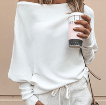 Load image into Gallery viewer, Slouchy One Shoulder Dolman Sleeves Ribbed Sweater