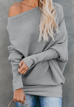 Load image into Gallery viewer, Slouchy One Shoulder Dolman Sleeves Ribbed Sweater