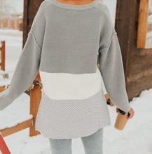 Load image into Gallery viewer, Pre-Order Splicing Buttoned Knitted Long Sleeve Sweaters