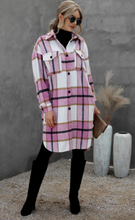 Load image into Gallery viewer, Pre-Order Turn Down Collar Pocket Buttoned Plaid Print Coat