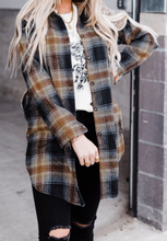 Load image into Gallery viewer, Oversize Rounded Hem Plaid Shirt with Slits