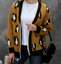 Load image into Gallery viewer, Pre-Order Leopard Buttoned Open Front Knitted Sweater