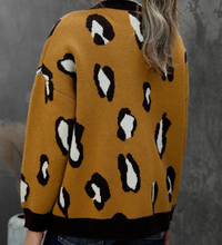 Load image into Gallery viewer, Pre-Order Leopard Buttoned Open Front Knitted Sweater