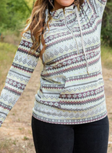 Load image into Gallery viewer, Pre-Order Plus Size Aztec Print Half Zip High Neck Hoodie with Pocket