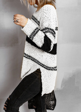 Load image into Gallery viewer, Pre-Order Striped Color Block V Neck Long Sleeve Knitted Sweater