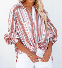 Load image into Gallery viewer, Pre-Order Striped Tunic Button up Tops