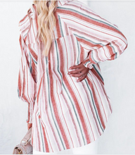 Load image into Gallery viewer, Pre-Order Striped Tunic Button up Tops