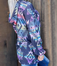 Load image into Gallery viewer, Blue Aztec Print Hoodie